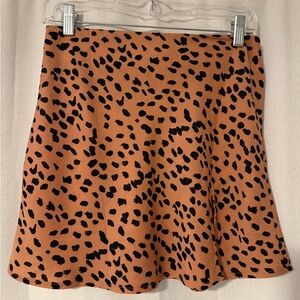 Leopard Print Rust Mini Skirt